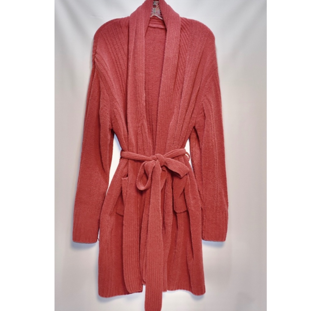 Chenille Pink Midi Bathrobe Belted OS